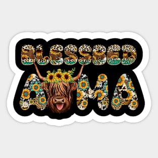 Blessed Mama Sun Flowers Leopard Cow Sticker